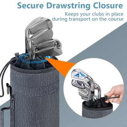AKOZLIN Lightweight Golf Sunday Bag Golf Travel Carry Bag 3-6 Clubs Foldable Small Golf Bag with Shoulder Strap Black - color: Dark Grey