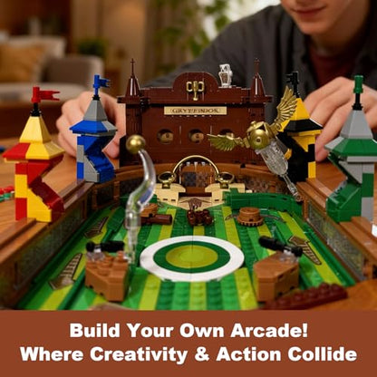 Harry Pinball Machine Building Sets for Adults, Motorized Arcade Board Game with LED Lights, Tabletop Gift Ideas for Movie Fans (2240pcs) - style: Harry Arcade Machine