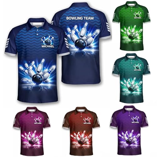 GABITA Personalized Bowling Jerseys for Men, Custom Bowling Polo Shirt, Bowling Shirts Gift for Bowler Team Player - color: A58
