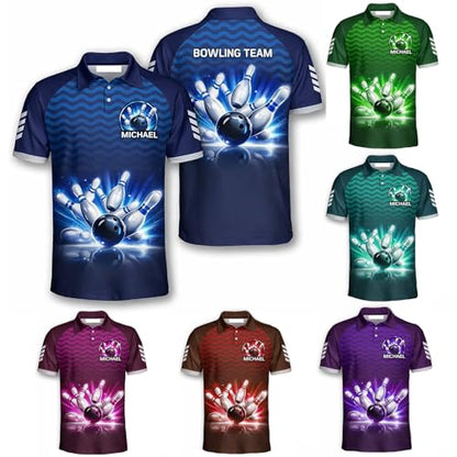 GABITA Personalized Bowling Jerseys for Men, Custom Bowling Polo Shirt, Bowling Shirts Gift for Bowler Team Player - color: A58