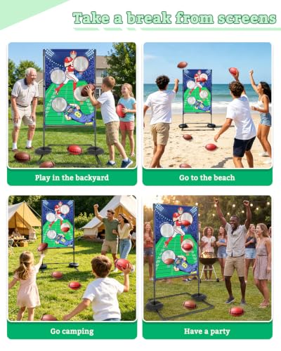 Inflatable Football Toss Game Set,Includes 6 Footballs,Indoor/Outdoor