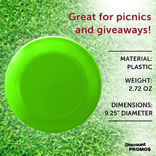 DISCOUNT PROMOS Frisbee Flying Discs in Bulk, 9.25 in. Fun Family Beach Game - color: Blank - Neon Green, size: 10 flying discs