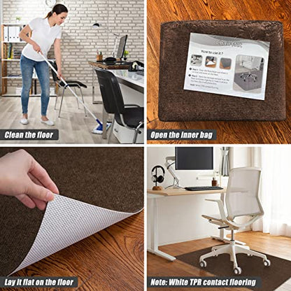Sycoodeal Office Chair Mat for Hardwood Floor,Office Computer Gaming Chair Mat for Tile Floor,Large Floor Protector Rug,Anti-Slip,Easy to Clean,Coffee(48"x55")