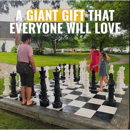 MegaChess Giant Chess Set Game with 37" Tall King - A Large Chess Set Yard Game for Families Looking for Outdoor Jumbo Games - 32 Large Pieces Made from Durable HDPE (Nylon Mat Board Included)