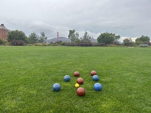 BuyBocceBalls Listing - Made in USA, Premium Quality Official Tournament Bocce Set - 110mm Blue and Dark Red Balls Nylon Bag; Regulation Size Balls 998 Grams (2 lbs. 3.2 oz.)