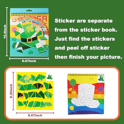 AEAHALY St. Patrick's Day Stickers -Shamrock Sticker Book for Kids Reusable Sticker Paint Books Leprechaun Clover Hat Beer Irish Day Themed Party Holiday Stickers St Patrick's Day Gifts Party Favors - style: St. Patrick's Day Stickers