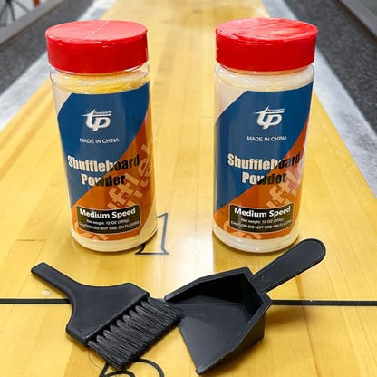 Shuffleboard Sand Wax High/Medium Speed Shuffleboard Powder Set, Shuffleboard Sand with Mini Brush Set - size: 2 Cans Meduim Speed