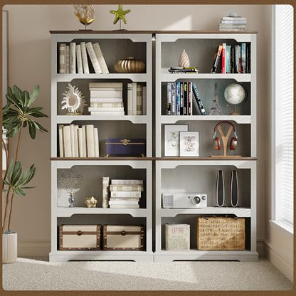 70 inch Tall White Bookcase Bookshelf, 5-Tier Open Storage Shelf, 31.5'' Wide Standing Bookshelves for Home, Office, Bedroom, School, Library, 31.5W * 11.81D (White Espresso, Open Storage) - color: White Espresso