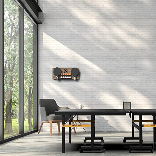 STIGA Ping Pong Storage Wall Rack | Holds Up to 10 Balls and 6 Paddles | Easy Mount for Any Flat Surface - color: Brown