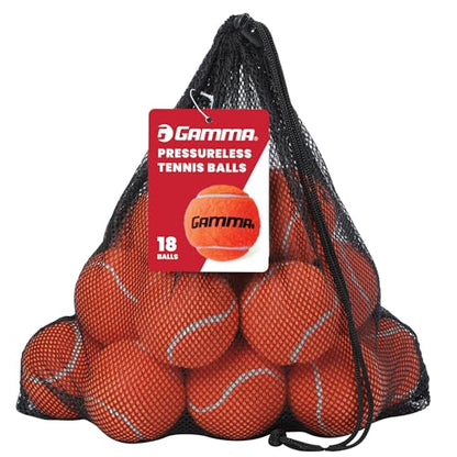 Gamma Sports Pressureless Tennis Balls Box - Ideal for Practice, Teaching, and Training with High-Visbility Felt - Indoor and Outdoor Court Play - 48 and 75 Pack Sizes - size: New Bag of 18