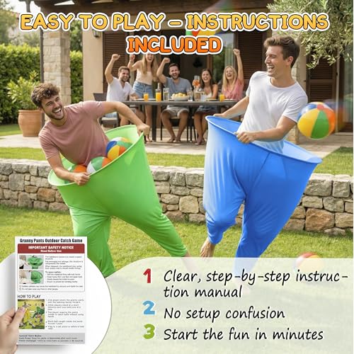 Granny Pants Yard Game for Adults and Kids, Big Pants Ball Catch Game with 2 Giant Pants, Balls, Pumps & Storage Bag, Outdoor Tossing Games for Birthday Party, Backyard Party, Family Reunion - size: Large for Adults-4PCS