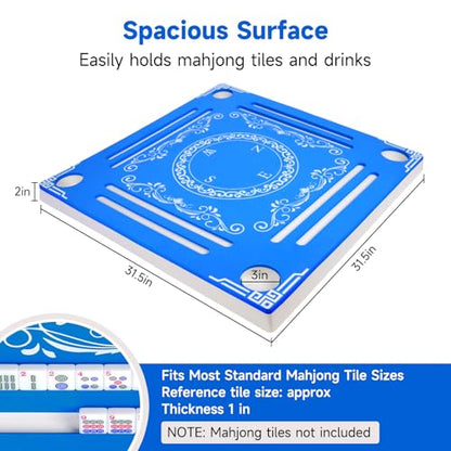 32" Double-Sided Floating Mahjong Table for Pool, Floating Mahjong Mat, Water Game Table for Mahjong Poker Card Dominoes Scrabble Board, Games Tray for Swimming Pool Hot Tub Beach Summer Party - color: Blue