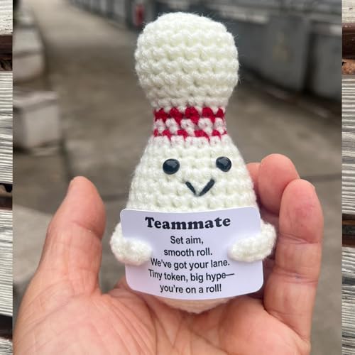 Bowling Accessories Crochet Gifts, Emotional Support Bowling Pin Office Desk Decor Decorations for Women Men (Teammate Gift) - style: Teammate Gift