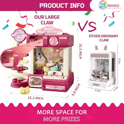 Claw Machine for Kids, Mini Vending Machine Toys for Girls, Arcade Game Toy for Ages 8-13, Electronic Claw Game Machine for Party with Lights Sound, Birthday Gifts for Ages 4+ - style: 2-in-1 Large Candy Dream