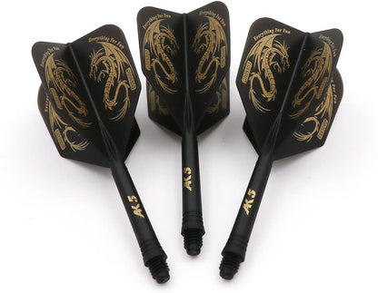 CUESOUL ROST Integrated Dart Flight and Shafts Meduim/Small/Large - color: Black Dragon, size: Size S-21mm