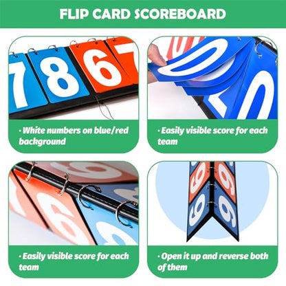 10Pcs Soccer Referee Kit Contain 4-Digital Portable Table Top Scoreboard Flipper, Stainless Steel Sports Whistles, Red Yellow Cards with Notebook for Football Soccer