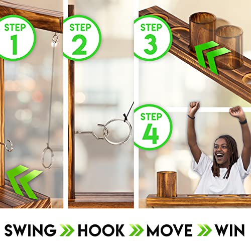 Franklin Sports Dueling Ring Hooking Game - Fun Wooden Adult and Kid Party Indoor Game Room Activity - Two Rings and Score Tracker Included