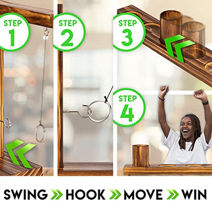 Franklin Sports Dueling Ring Hooking Game - Fun Wooden Adult and Kid Party Indoor Game Room Activity - Two Rings and Score Tracker Included