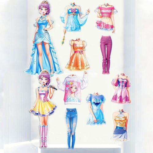 Magnetic Dress Up Paper Doll Playset,Pretend Play Game Travel Toys Car Road Trip Activity,Magnet Clothes Puzzles Kids Toddler Girls,Preschool Learning Created Imagine Birthday Gift - color: B Set