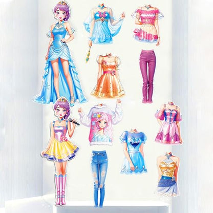 Magnetic Dress Up Paper Doll Playset,Pretend Play Game Travel Toys Car Road Trip Activity,Magnet Clothes Puzzles Kids Toddler Girls,Preschool Learning Created Imagine Birthday Gift - color: B Set