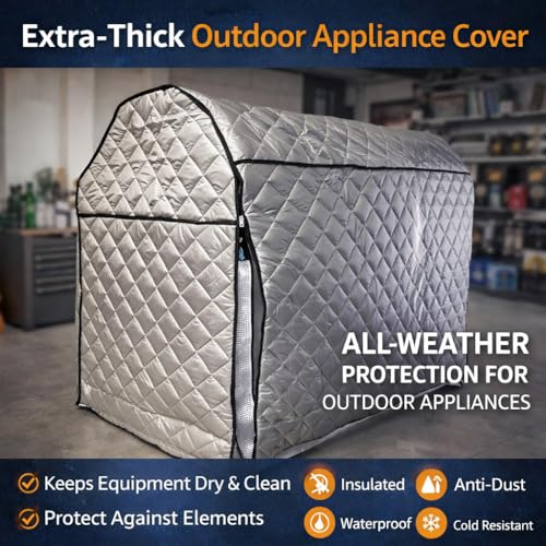 Custom Insulated Equipment Cover, Waterproof & Cold Resistant Protective Cover, Made to Measure Size, Silver Coated Oxford Fabric, Zipper Access for Outdoor & Indoor Use