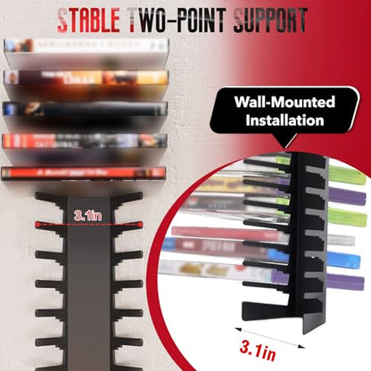 Ebrima 4 Packs Video Game Storage, Metal Media Storage Shelf, 72 Compartments, Wall Mount Storage Rack for Game Organizer