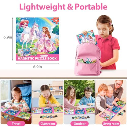 Princess Magnetic Mermaid Puzzles for Toddlers 3-5 Girls, 20-25-30 Pieces, Ages 4-6, Travel Entertainment Toys, Birthday Gifts - style: Girl