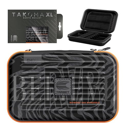 Target Darts Raymond van Barneveld Ghost Series XL Takoma Wallet, Regular – Darts Case, Black/White Storage Cases, Zipper Dart Holder, Professional Accessories – Holds 6 Fully Assembled Darts - style: XL Wallet