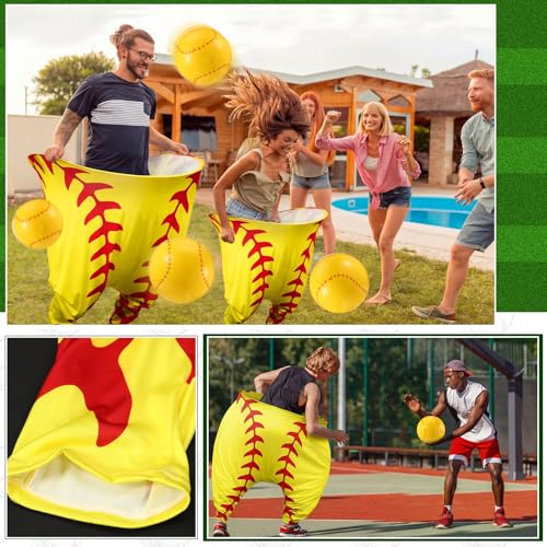 Shappy Granny Pants Yard Game, 2 Pcs 31.5 x 39.5 Inches Big Softball Granny Pants with 8 8 Inch Bouncy Balls 2 Pump Giant Softball Outdoor Game for Family Reunion Team Building Picnic Field Day - style: Softball