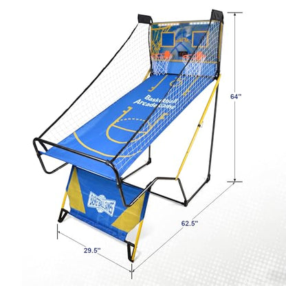 Basketball Arcade Game, Arcade Basketball Game, Foldable Indoor Basketball Game, Dual Shot, LED Electronic Scoreboard, 4 Balls and Hand Pump, Family Game Room Play