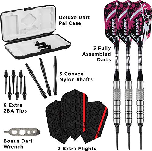 Viper Grim Reaper 80% Tungsten Soft Tip Darts with Storage/Travel Case - size: 16 Grams, style: Coarse Knurling