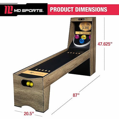 MD Sports Roll & Score Arcade Game, 87" Durable Electronic Scoring with Sound Effects and Game Balls, Perfect for Family Game Rooms - style: 7’ 3” - Arcade Table