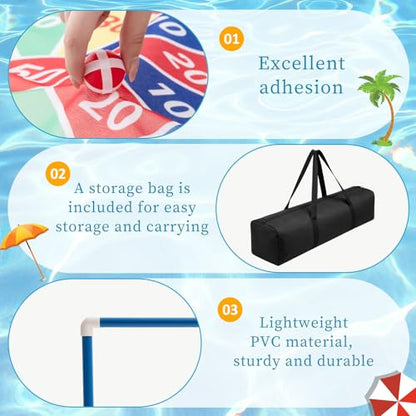 Pool Dart Game Set 24" Large Pool Game Toys Swimming Floats Dart Board with Sticky Balls Swimming Water Indoor Outdoor Beach Yard Playset, Summer Family Fun Party Birthday Gift
