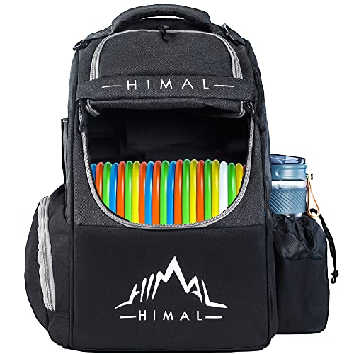 HIMAL HIMAL Disc Golf Bag Holds 22+ Discs, Durable Disc Golf Backpack with Large Capacity, and Multiple Storage Pockets - color: Black
