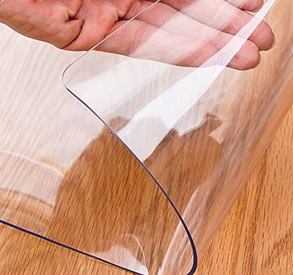 Clear PVC Table Cover Protector - Waterproof, Oilproof & Easy to Clean - Wipeable for Kitchen, Dining, Coffee Tables - 1.5mm Thick, 100x250cm, Transparent
