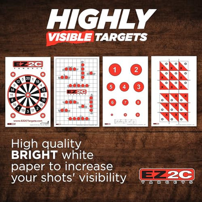 EZ2C Games Styles: Dartboard - Sink The Boats - Tic-Tac-Toe - Reducing Circles - Paper Targets for Shooting Range 11"x17" Fun Gun Range Targets for Shooting USA Made Gun Gifts - color: 4 Style Bundle, style: 40