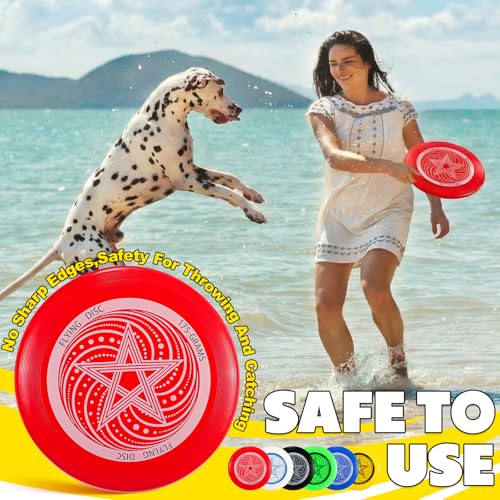 6 Pcs Outdoor Flying Disc Set 175g Each for Adult Sports Competitions, Includes 1 Glow in The Dark Flying Disc for Beach Pool Competitions Outdoor Game Camping and Backyard Player