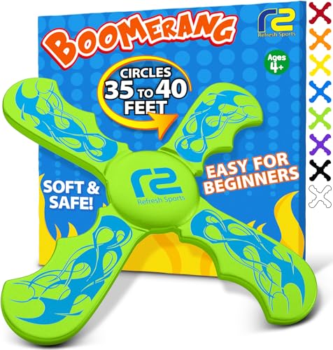 Soft Foam Boomerang - Beach Toys For Boys & Girls - Outdoor Flying Toys for Kids Ages 6 & Up - Fun Boys Toys Age 8-10 Summer Beach Toys For Kids Ages 8-12 Teens & Boy Birthday Gifts Idea For Kids - color: Green
