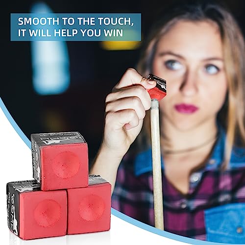 HMQQ Pool Cue Chalk – 12 Pack Billiard Chalk, Low Dust & Anti-Slip Cue Chalk for Smooth, Accurate Shots – 6 Colors Available for Pool Lovers, Home Tables & Clubs - color: Dark Red