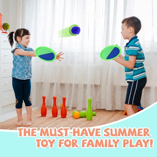 Toss and Catch Ball Set Beach Toys for Kids Outdoor Toys and Yard Games for Boys and Girls Improves Focus Great for Exercise Fun Easter Christmas Birthday Gift Idea (Green)