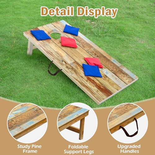 Cornhole Board Set，2 Regulation 4'x2' Cornhole Boards with 8 Cornhole Bags and Carrying Case, Corn Hole Games for Adults Outdoor Bean Bag Toss Game