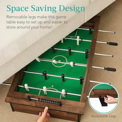 Best Choice Products 40in Tabletop Foosball Table, Compact Mini Arcade Table Hand Soccer for Kids and Adults, Home, Game Room w/ 2 Balls - color: Dark Wood