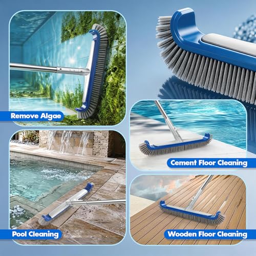 Pool Brush Head, Heavy Duty Scrub Brush with Upgraded Premium Nylon Bristles and Reinforced Aluminium Back for Cleaning Inground/Above Ground Swimming Pool, Walls, Bath Tub, Tiles & Floors(Blue) - color: Ultra Blue