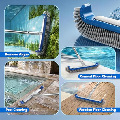 Pool Brush Head, Heavy Duty Scrub Brush with Upgraded Premium Nylon Bristles and Reinforced Aluminium Back for Cleaning Inground/Above Ground Swimming Pool, Walls, Bath Tub, Tiles & Floors(Blue) - color: Ultra Blue