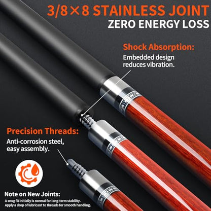 AKLOT Carbon Fiber Pool Cue Stick 58", Billiard Cue Sticks 19-19.5oz, Low Deflection Billiard Stick with 12.5mm Tip, Professional Carbon Fiber Pool Sticks for Adults - color: Bronze Labyrinth