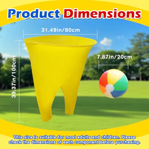 Granny Pants Yard Game, Giant Outdoor Tossing Game with Metal Ring & 8 Bouncy Balls + Air Pump, Easter Spring Funny Party Game for Family Backyard Team Building Field Day Adult Reunion(Yellow)