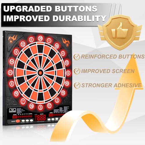 Electronic Dart Board, 12 Darts Soft Tip, Digital Dartboard for Adults, 34 Games 355 Variants Auto Scoring, LED Improved Light-up Display Wall Mount for Home Bar Party Game Room