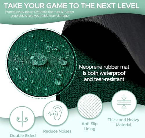 Board Game Mat 42 x 66 nches, Table Cover for Mahjong, Poker, Playing Cards, Tile Games, Dominoes, and RPG - Neoprene Gaming Playmat - color: Green, size: Rectangle 42 x 66 inches
