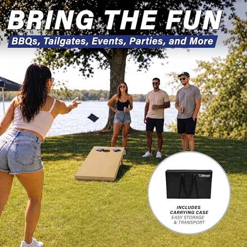 GoSports Solid Wood Premium Cornhole Sets - Choose 4 x 2 ft or 3 x 2 ft - Game Boards Include Set of 8 Cornhole Toss Bags - style: Classic