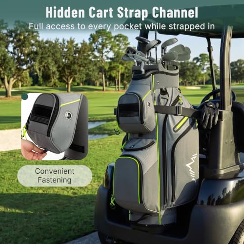 uniHimal Golf Cart Bag, 15 Way Organizer Divider Top with Handles | 15 Separate Compartments,Extra Storage Pockets,Rain Cover,Comfortable carry handles,Tough Abrasion‑Resistant Materials - color: Grey